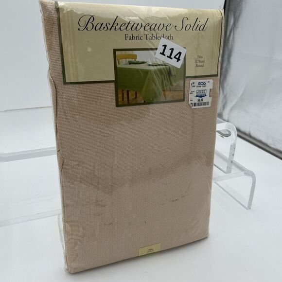 NOS ELRENE HOME FASHIONS 100% POLYESTER MARIGOLD 70" ROUND TABLECLOTH - Picture 4 of 8